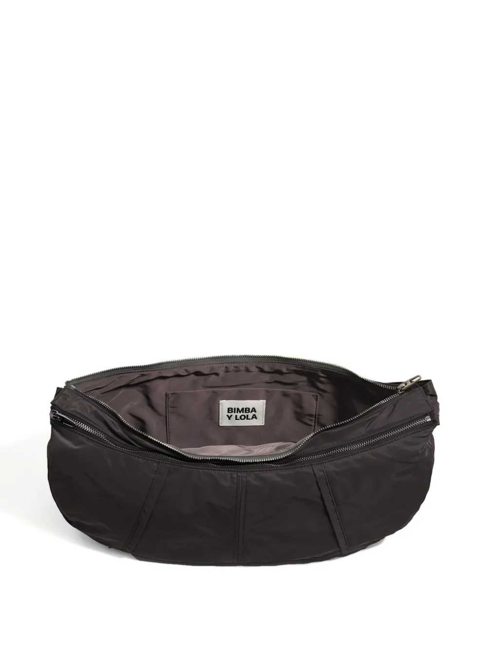 Bimba Y Lola Large Moon Crescent-shaped Zip-fastening Shoulder Bag In Gray