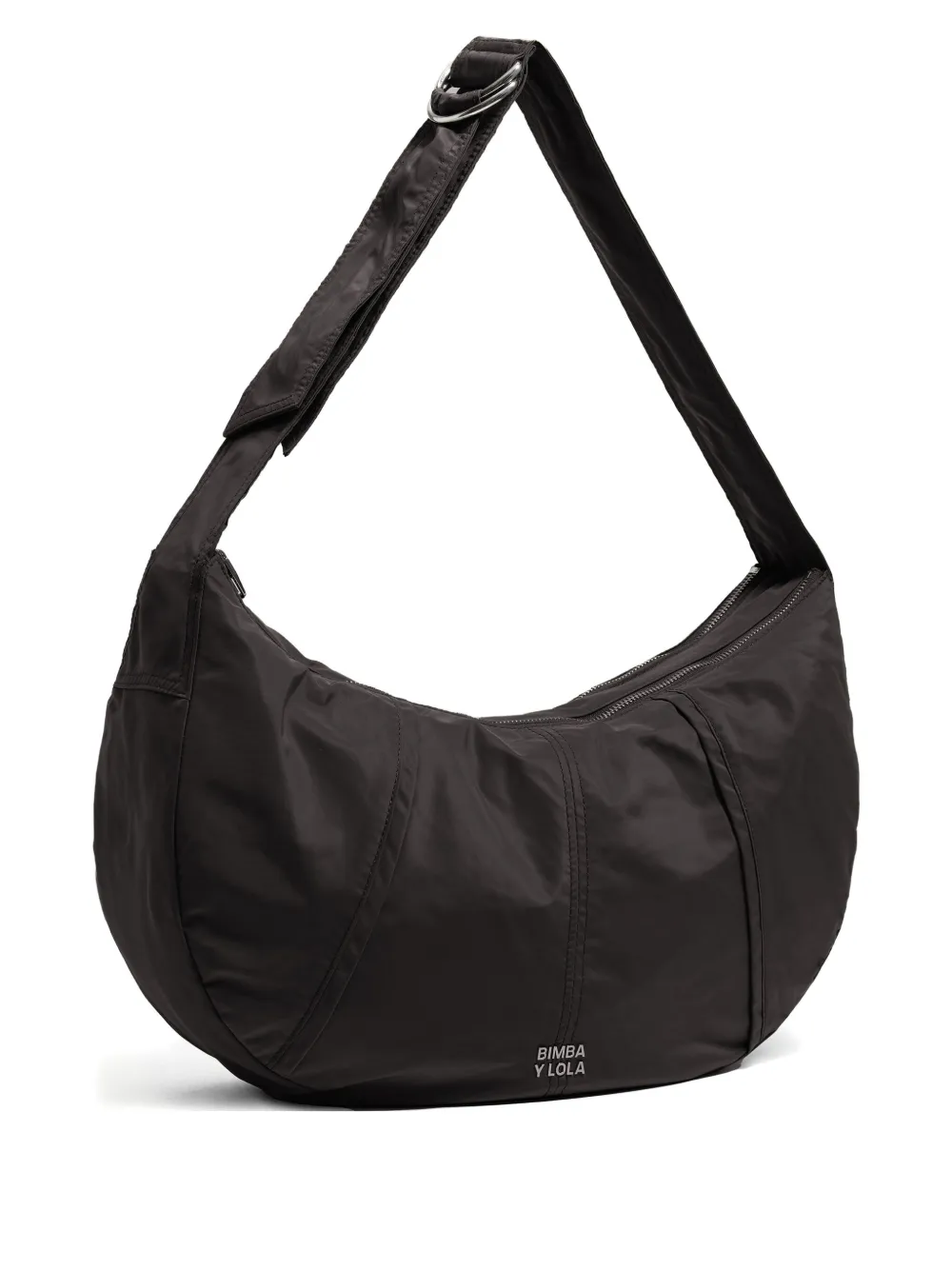 Bimba Y Lola Large Moon Crescent-shaped Zip-fastening Shoulder Bag In Gray