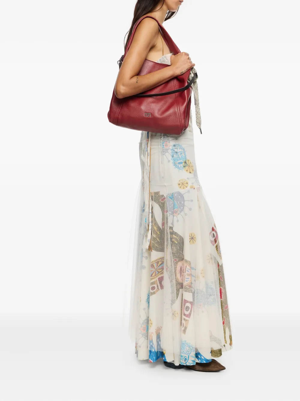 Bimba Y Lola Large Paper Tote Bag In Red
