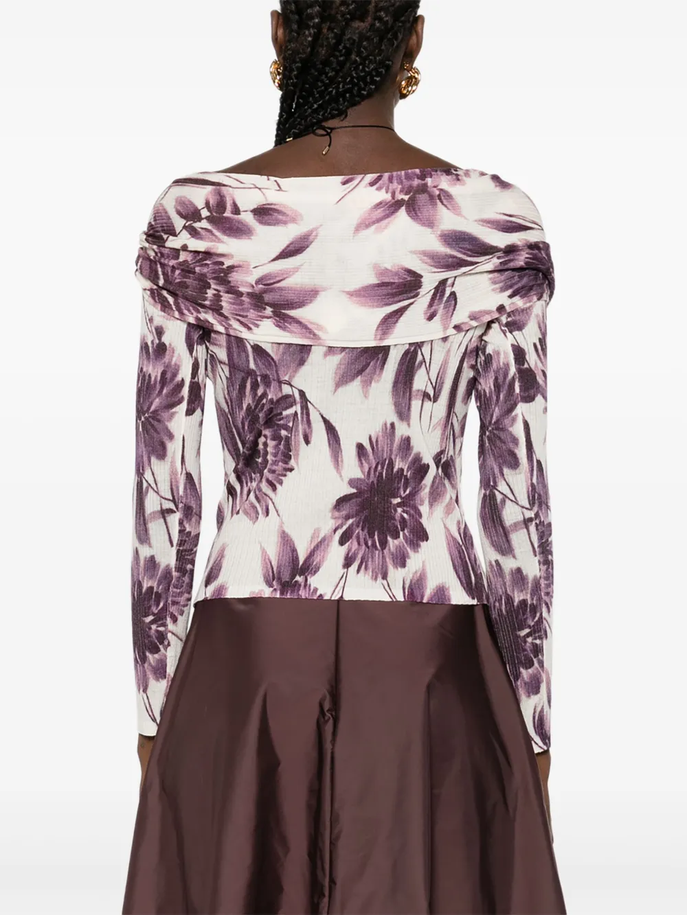 TWINSET Off-shoulder trui met bloemenprint Beige