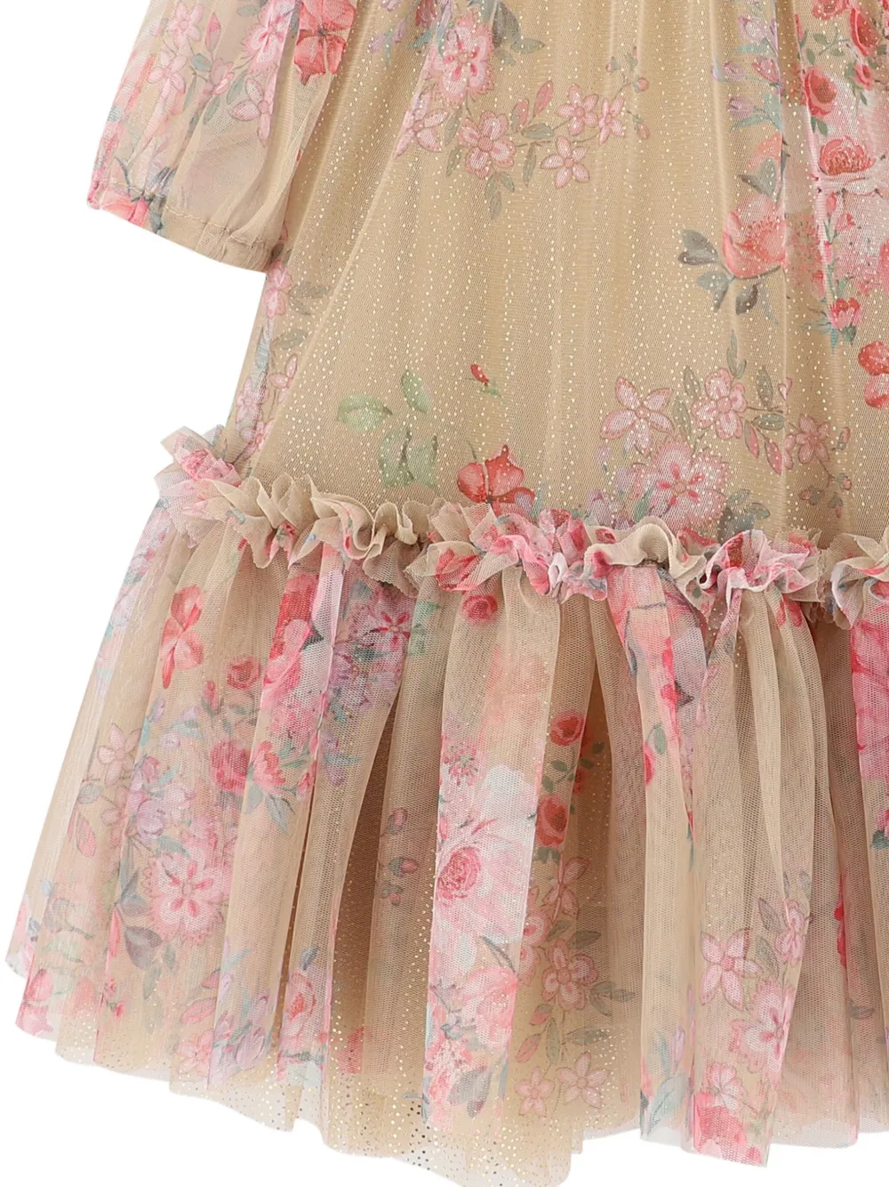 ANGEL'S FACE KIDS Jurk verfraaid met glitters bloemen en ruches Beige