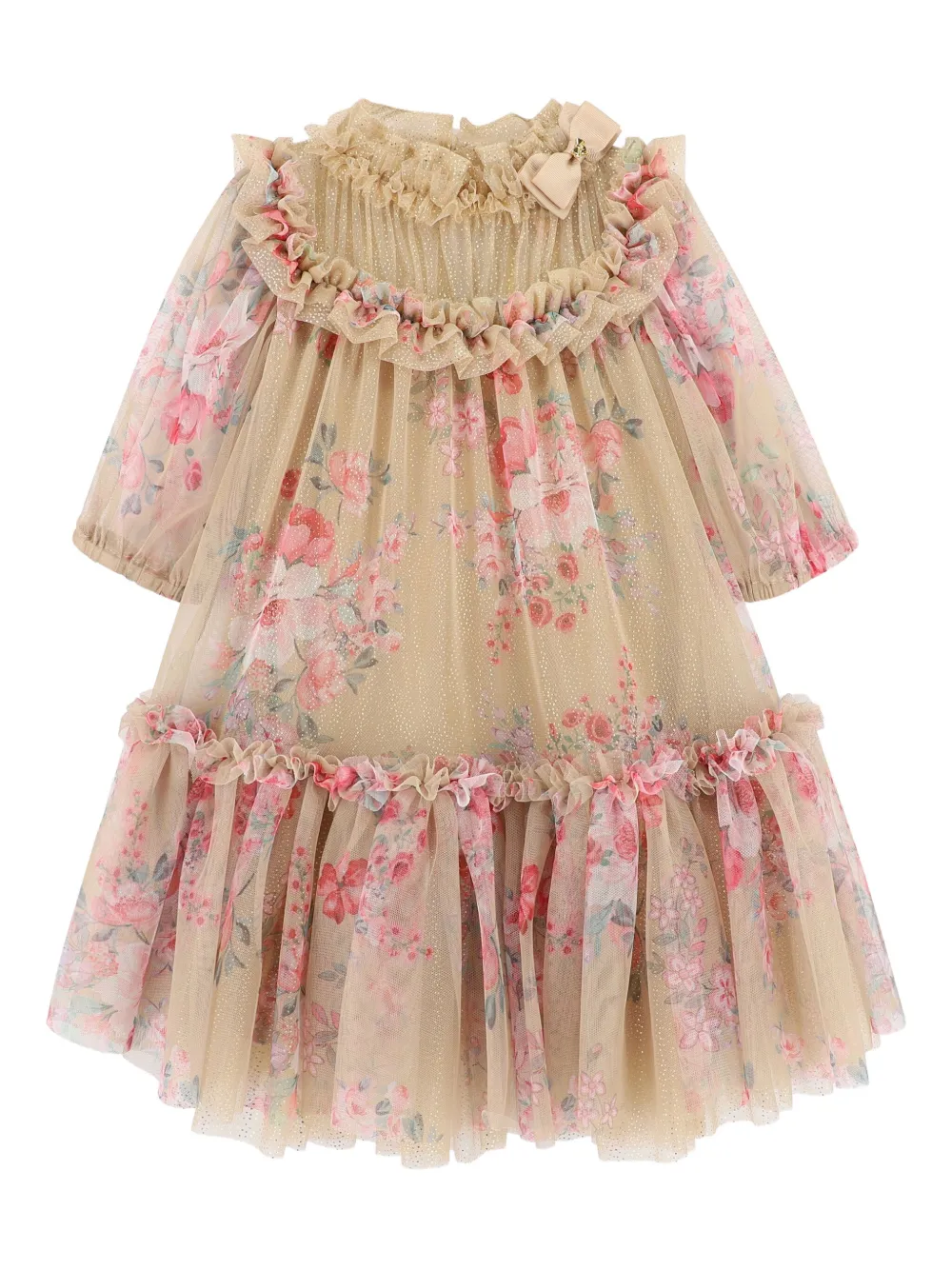 ANGEL'S FACE KIDS Jurk verfraaid met glitters bloe en ruches Beige