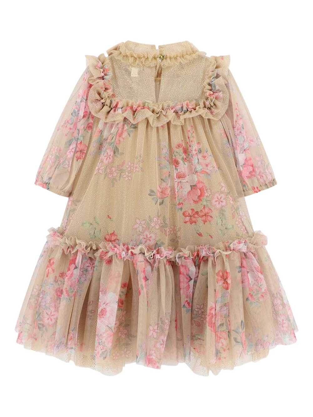 ANGEL'S FACE KIDS Jurk verfraaid met glitters bloemen en ruches Beige