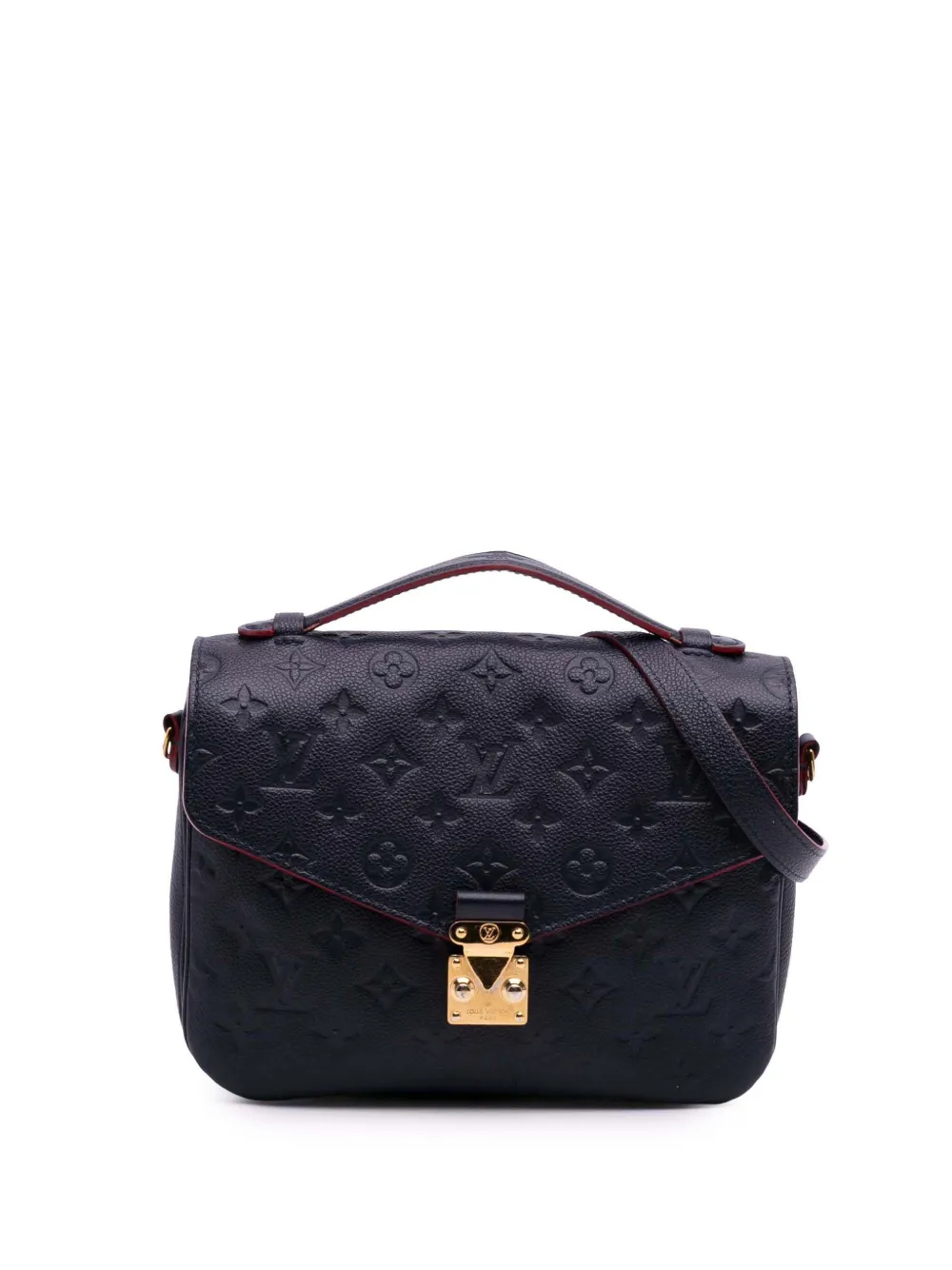 Pre-owned Louis Vuitton 2018 Monogram Empreinte Pochette Metis Satchel In Blue