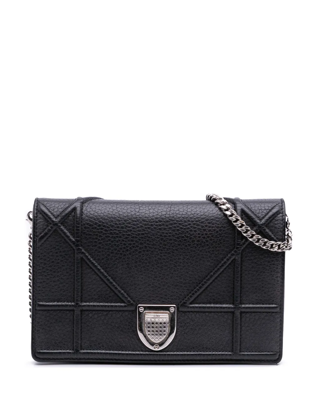 2017 Grained Calfskin Diorama Wallet on Chain crossbody bag
