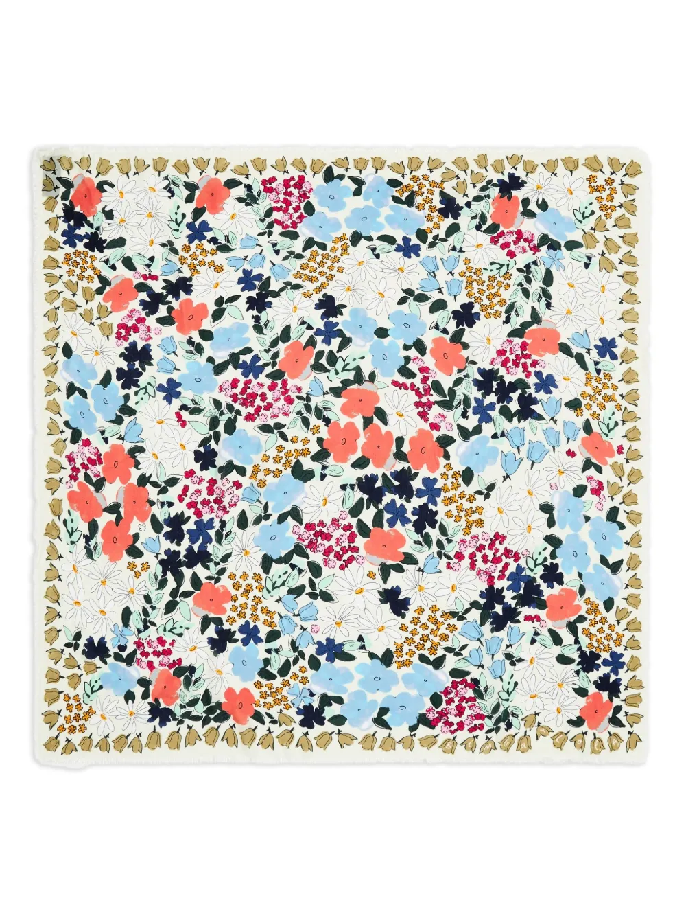 Bimba Y Lola Floral-print Border Shawl Scarf In Multi