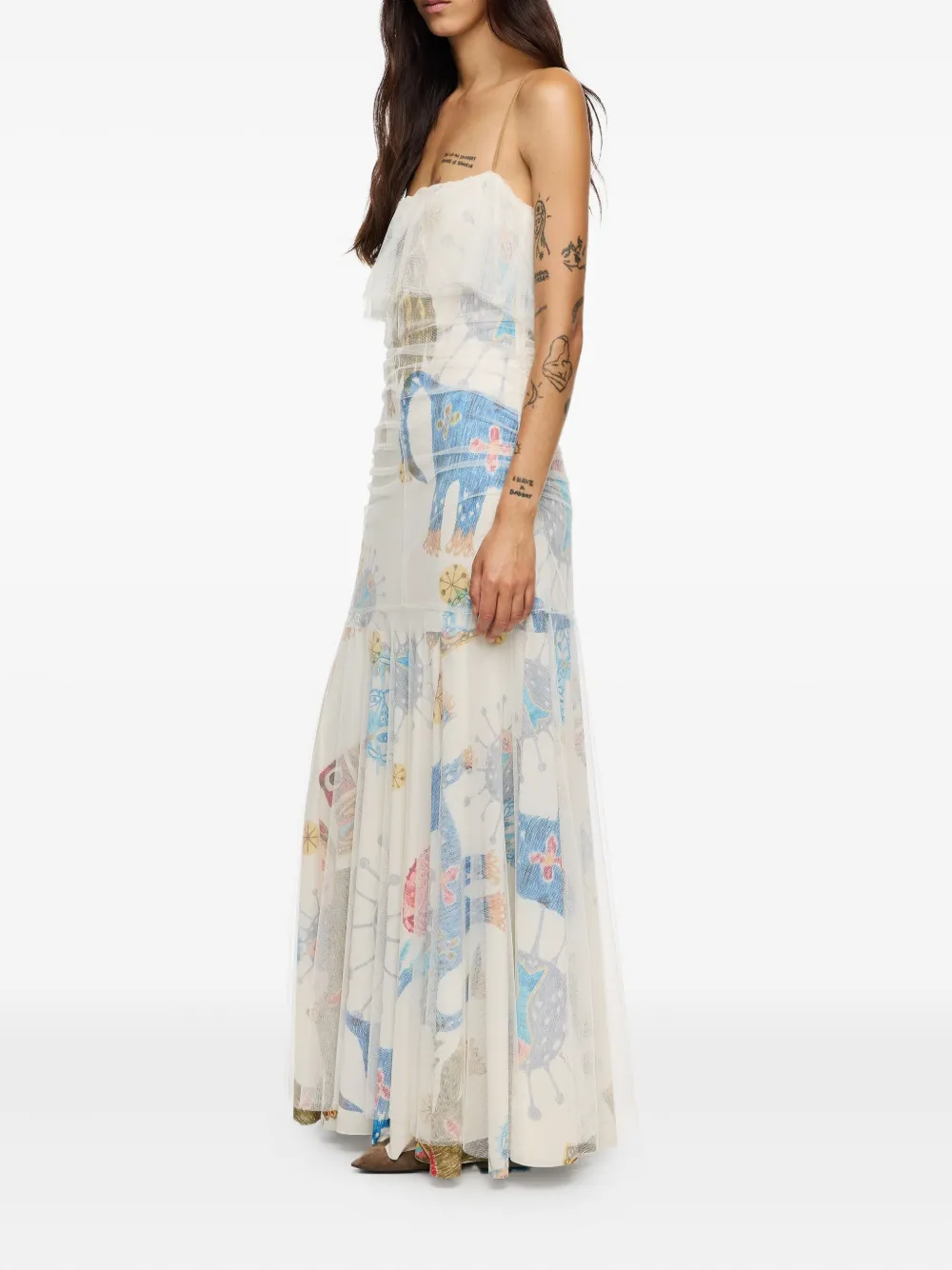 Bimba Y Lola Ruffled Mask Dress In White