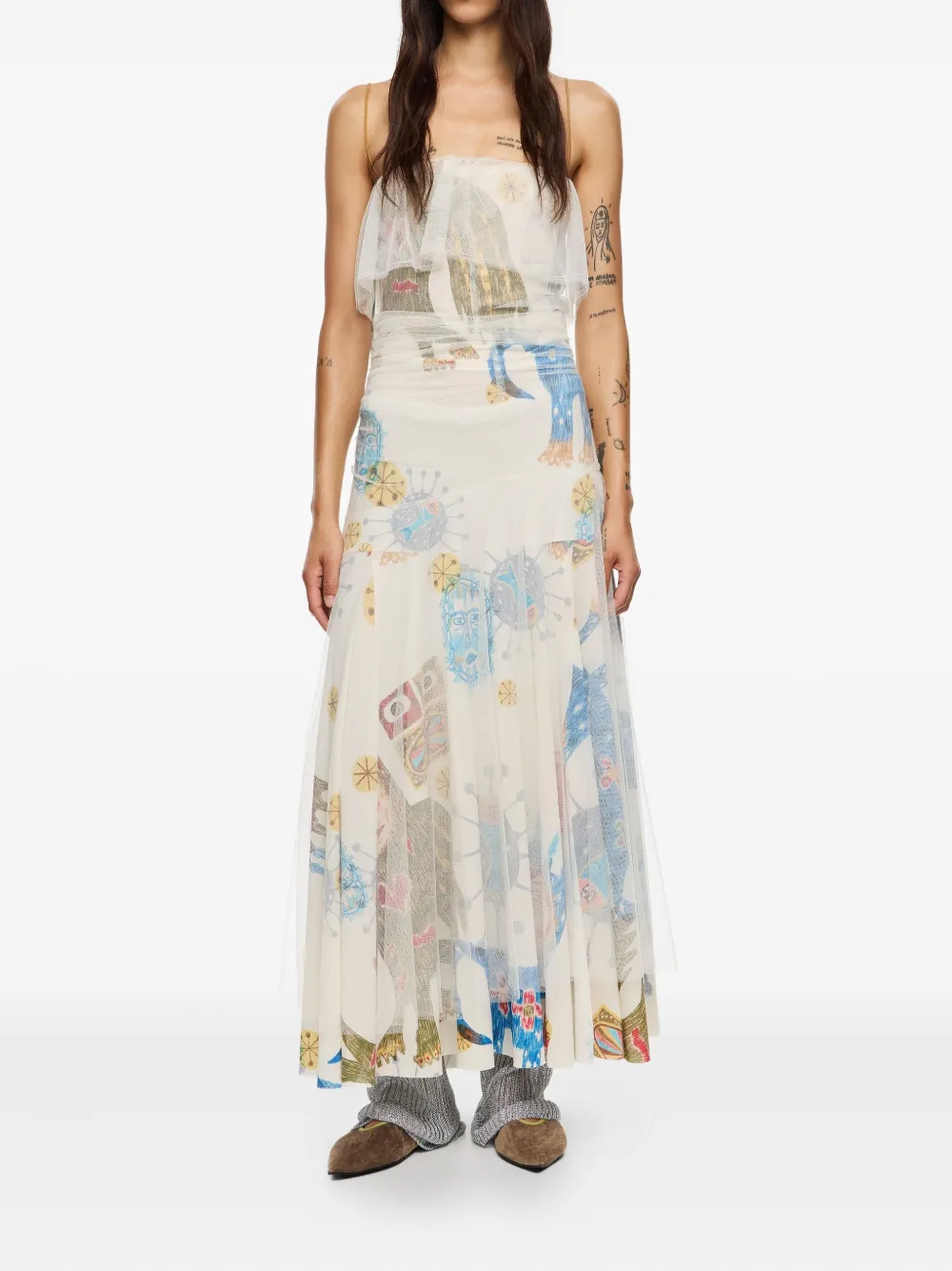 Bimba y Lola ruffled mask dress - Wit
