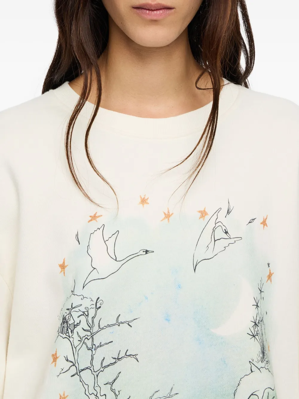 Bimba Y Lola Swan Print Sweatshirt In Neutral