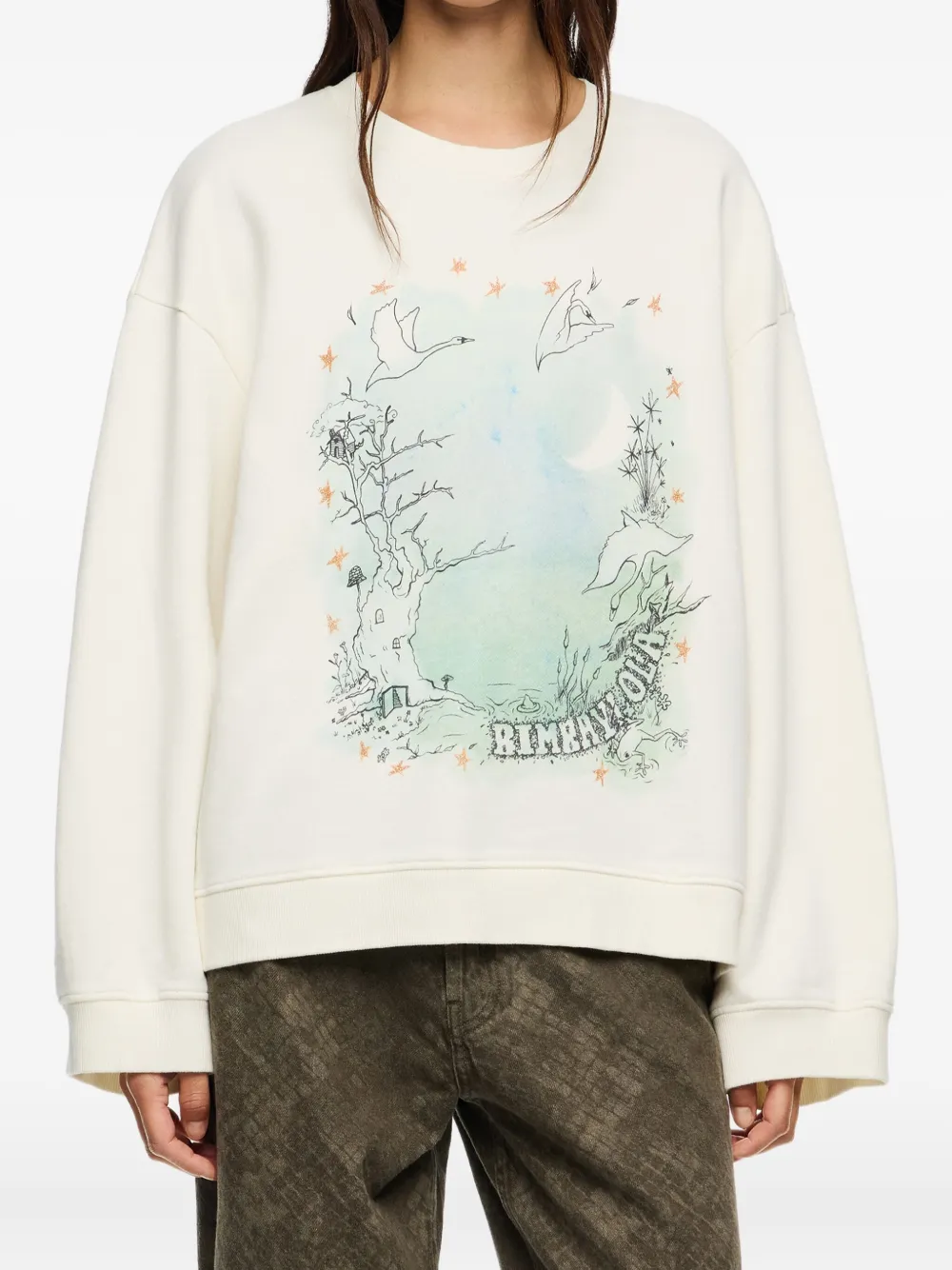 Bimba Y Lola Swan Print Sweatshirt In Neutral