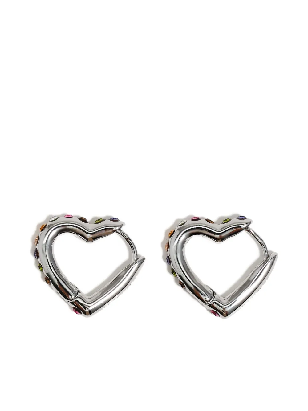 Bimba Y Lola Heart-shaped Crystal Hoop Earrings In Metallic