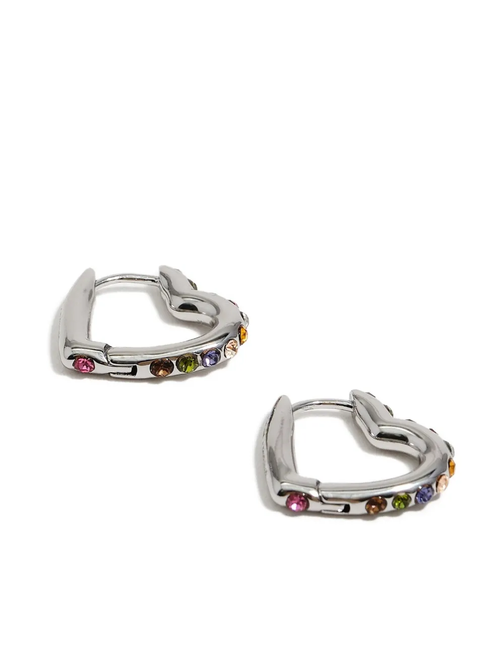 Bimba Y Lola Heart-shaped Crystal Hoop Earrings In Metallic