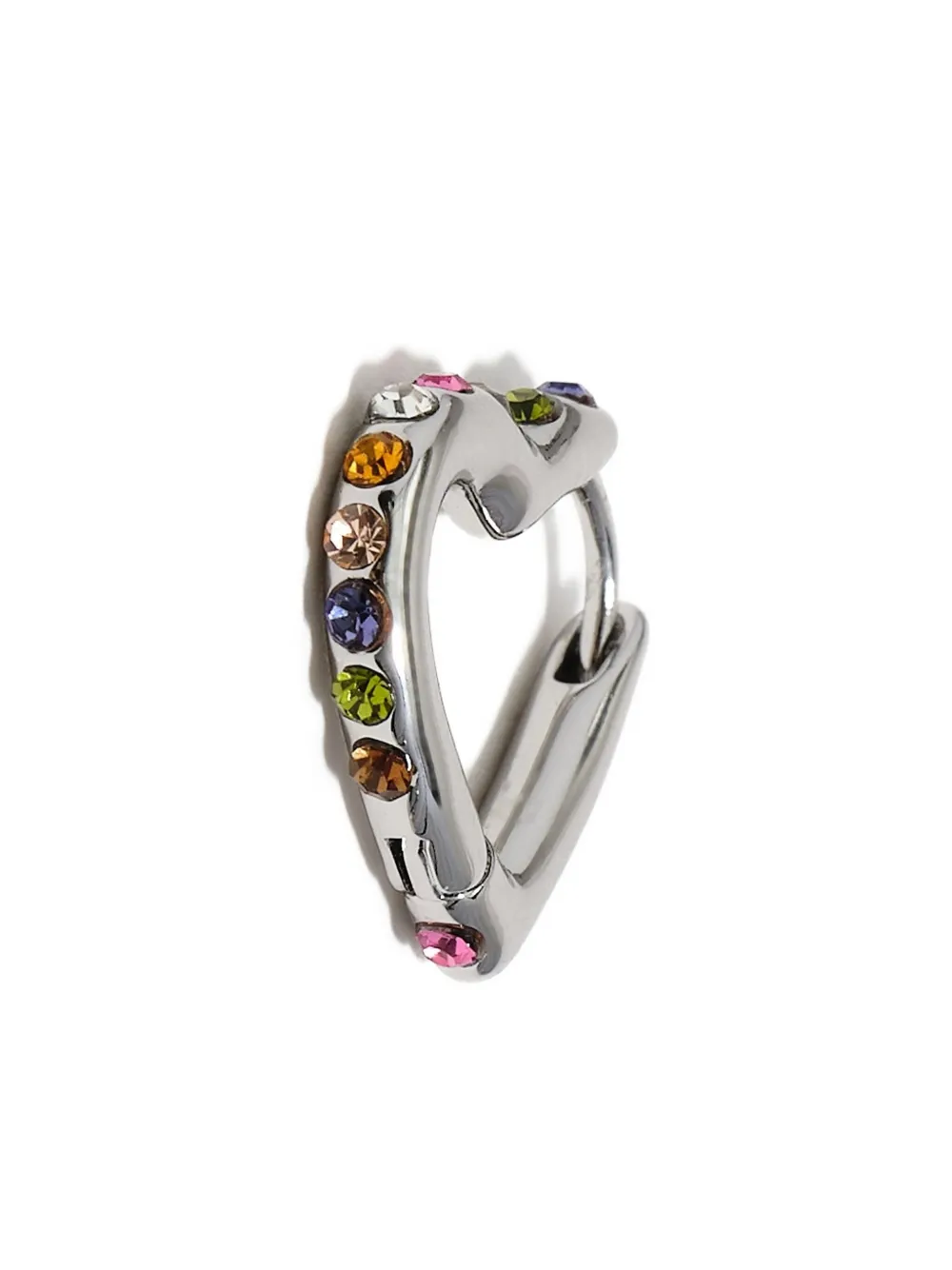 Bimba Y Lola Heart-shaped Crystal Hoop Earrings In Metallic