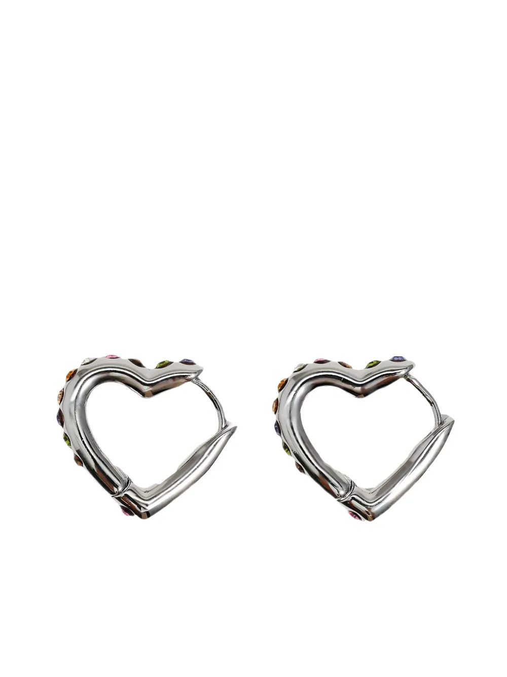 Bimba y Lola aretes en forma de corazón con cristales | plateado | Image 1