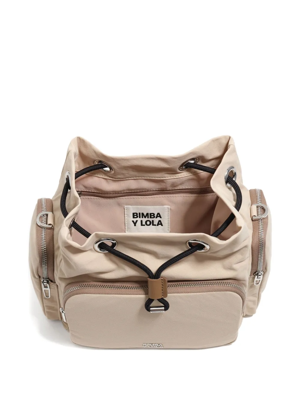 Bimba Y Lola Nylon Pocket Bucket Bag In Neutral