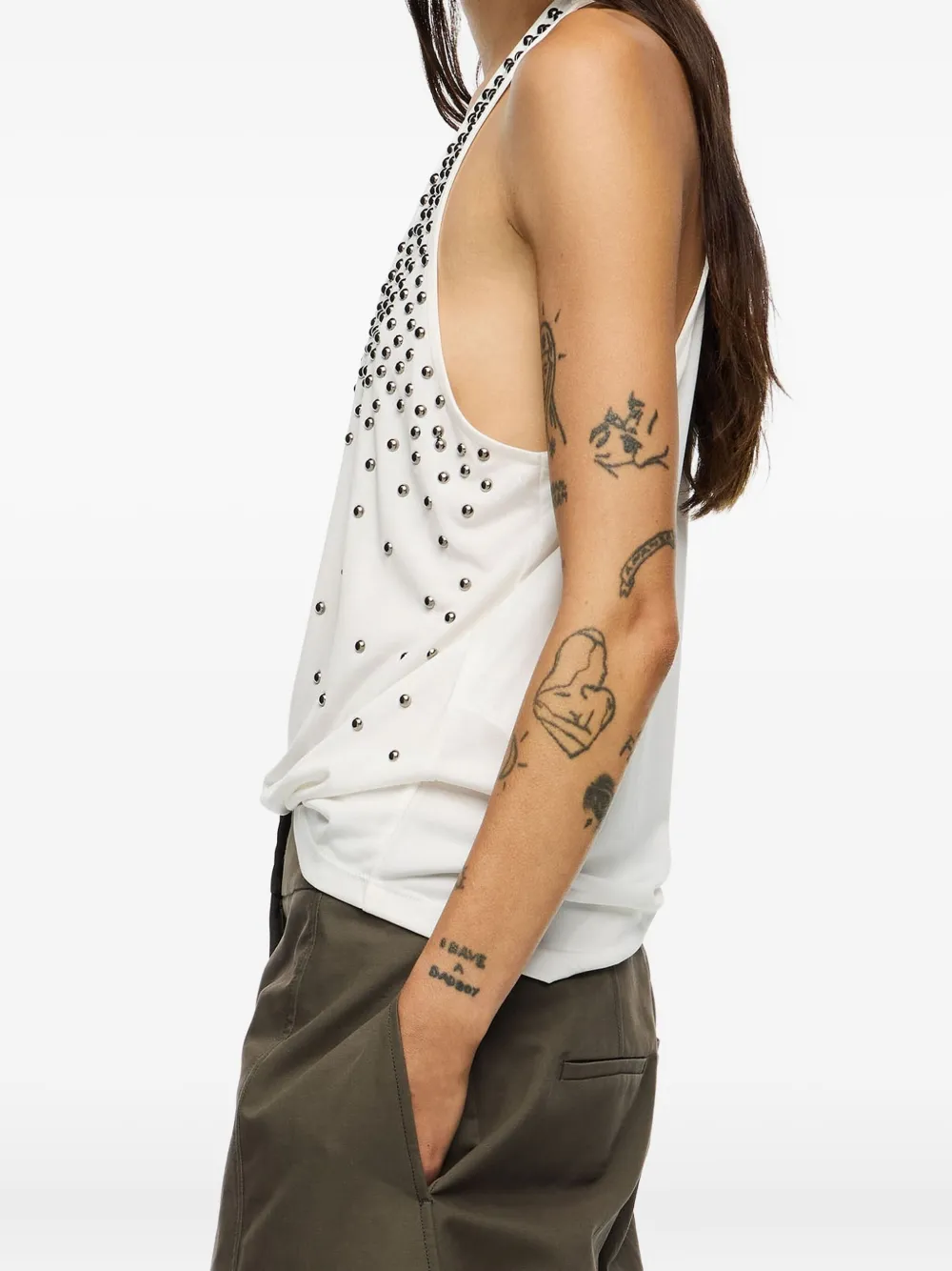Bimba Y Lola Studded Sleeveless T-shirt In White