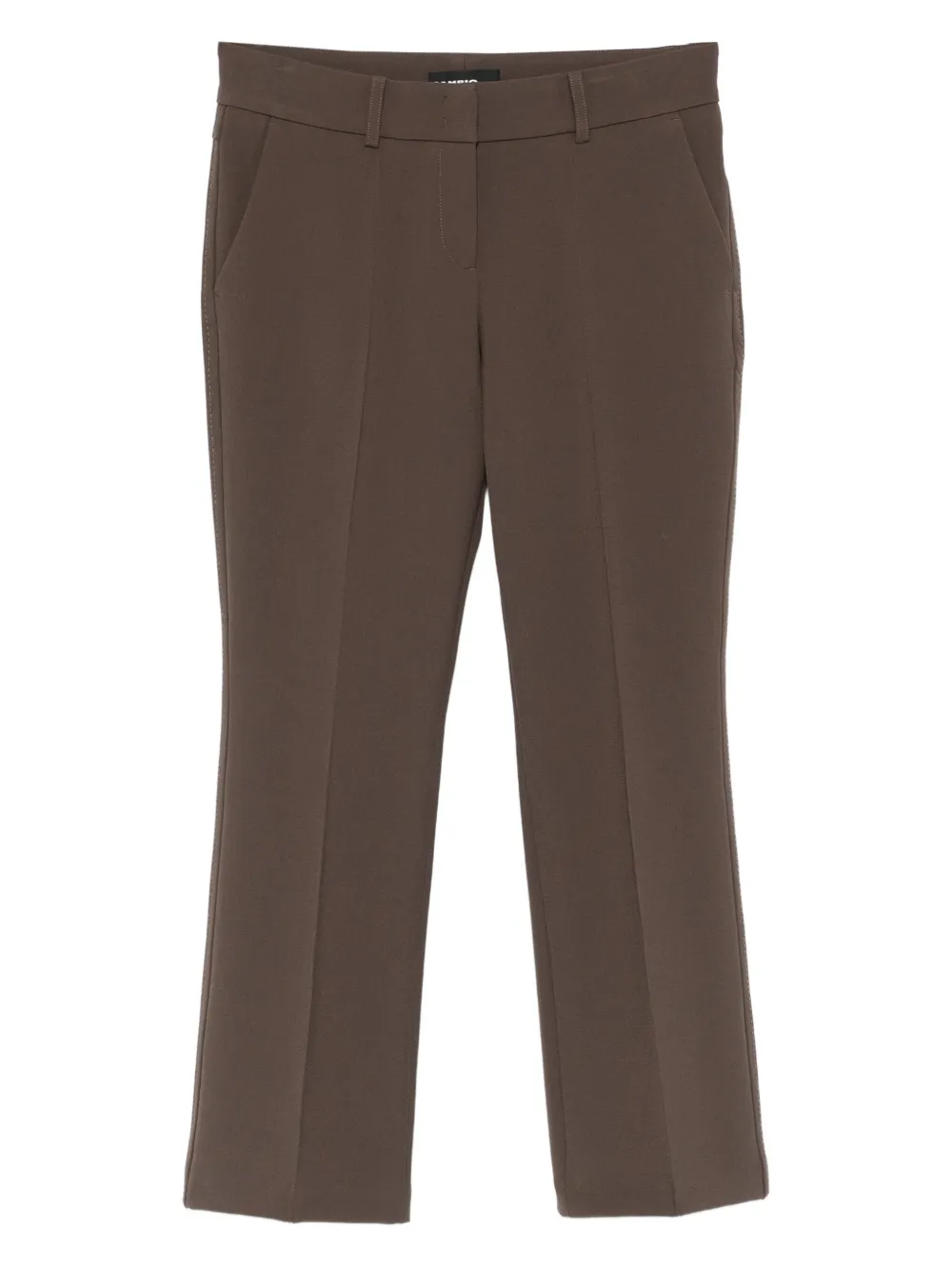 Cambio belt-loops zip-fly cropped trousers | Brown | Image 1