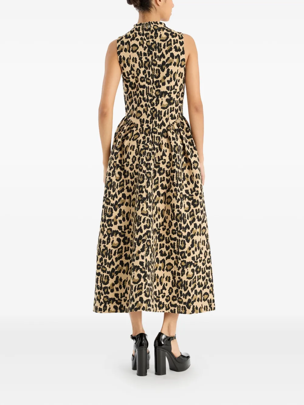 Rotate Birger Christensen Jacquard Midi Dress In Animal Print