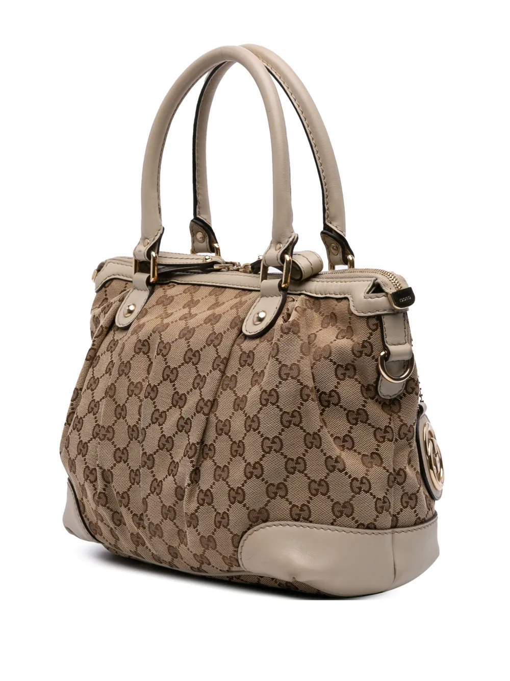 Pre-owned Gucci 2016-2025 Gg Canvas Sukey Satchel In Brown
