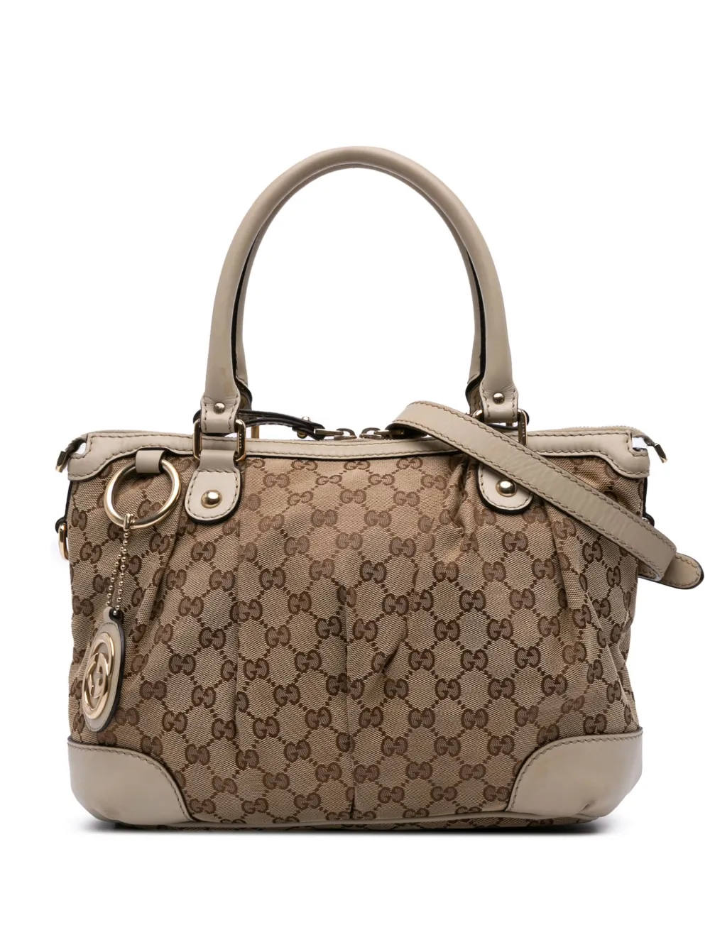 Pre-owned Gucci 2016-2025 Gg Canvas Sukey Satchel In Brown