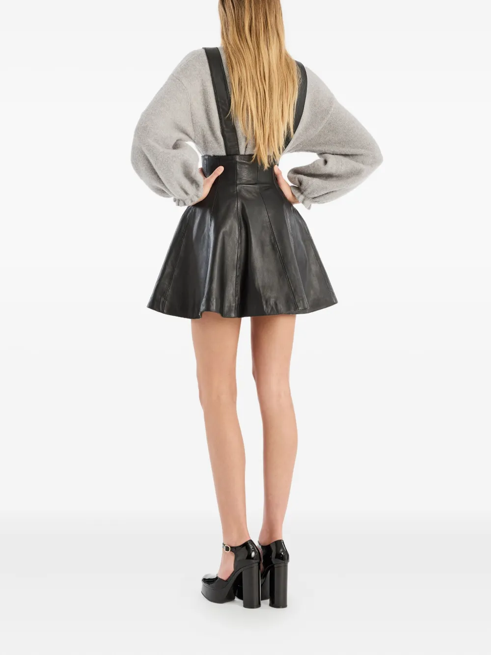 Rotate Birger Christensen Leather Mini Skirt In Black