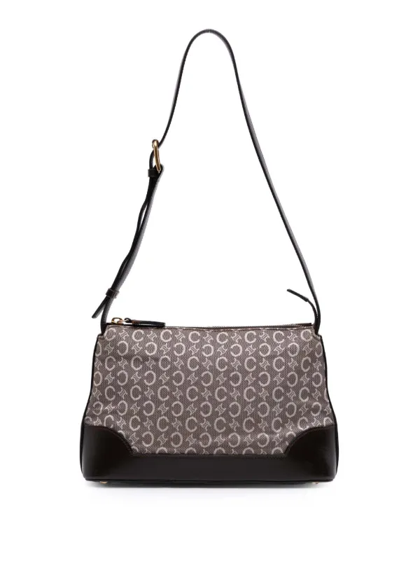 macadam canvas celine c shoulder bag Celine Pre-Owned 20th Century C Macadam Canvas Shoulder Bag