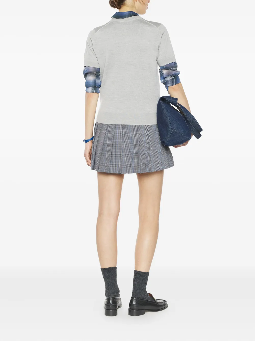 Maison Kitsuné Fox-embroidered short-sleeve T-shirt Grijs
