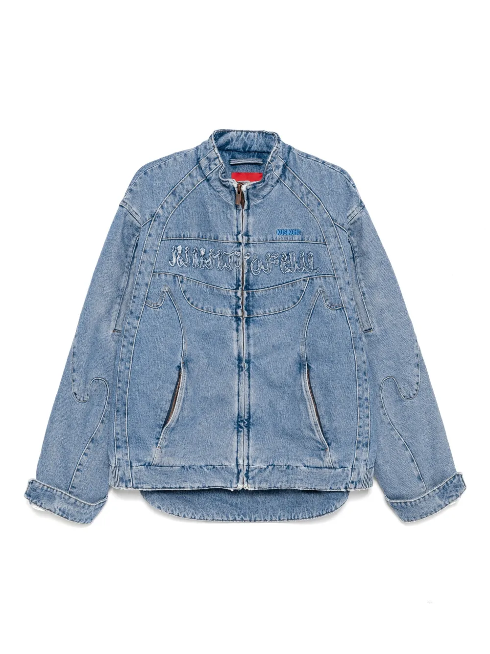 KUSIKOHC Denim jack met vlakken Blauw