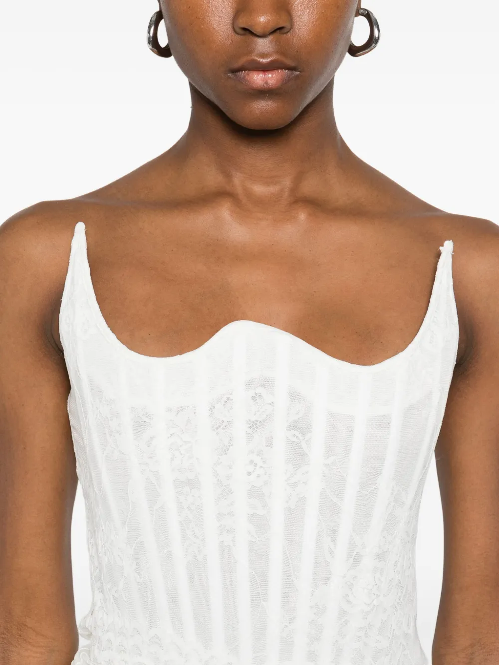 Giuseppe Di Morabito Laced Asymmetric Maxi Dress In White