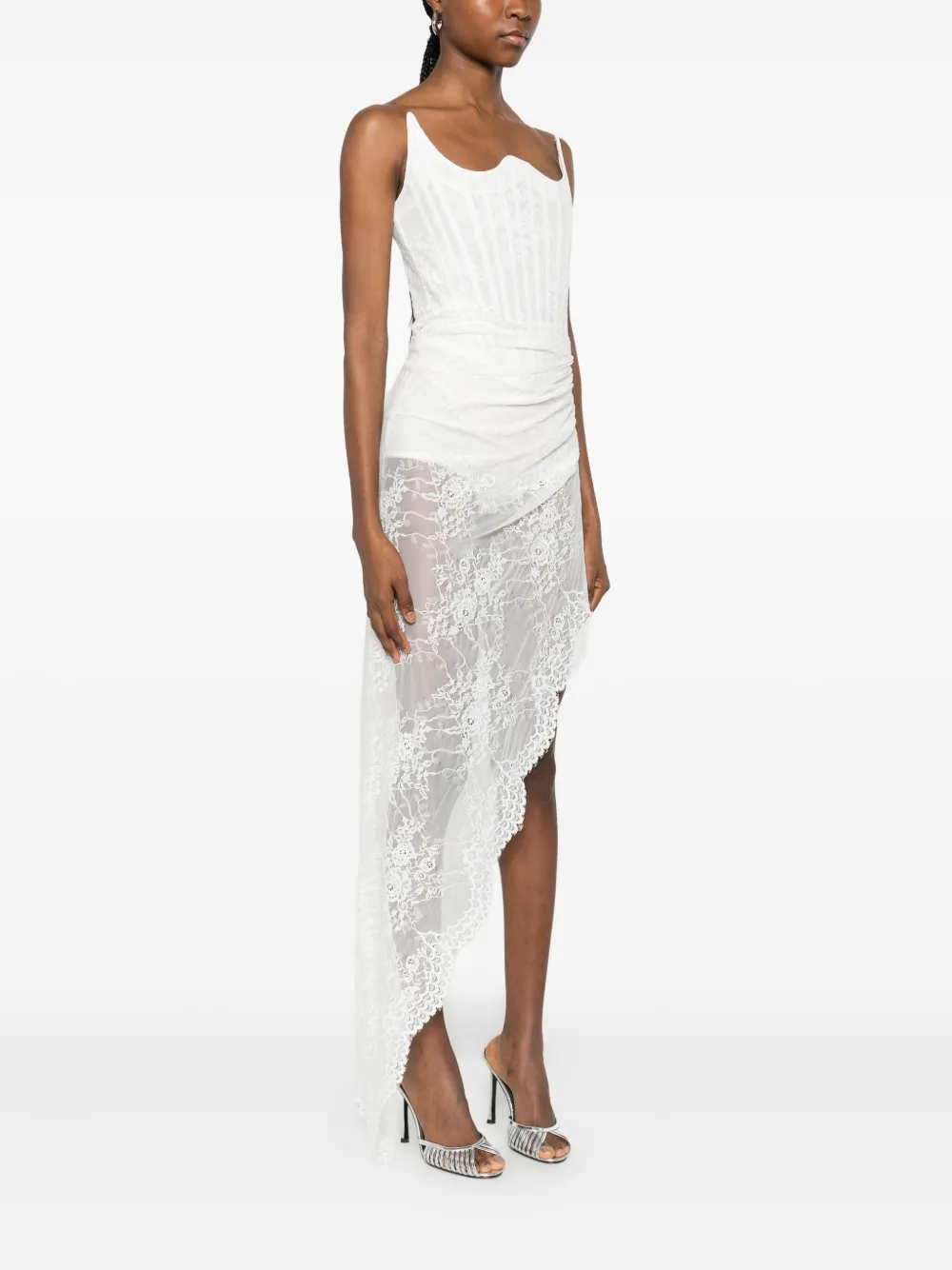 Giuseppe Di Morabito Laced Asymmetric Maxi Dress In White