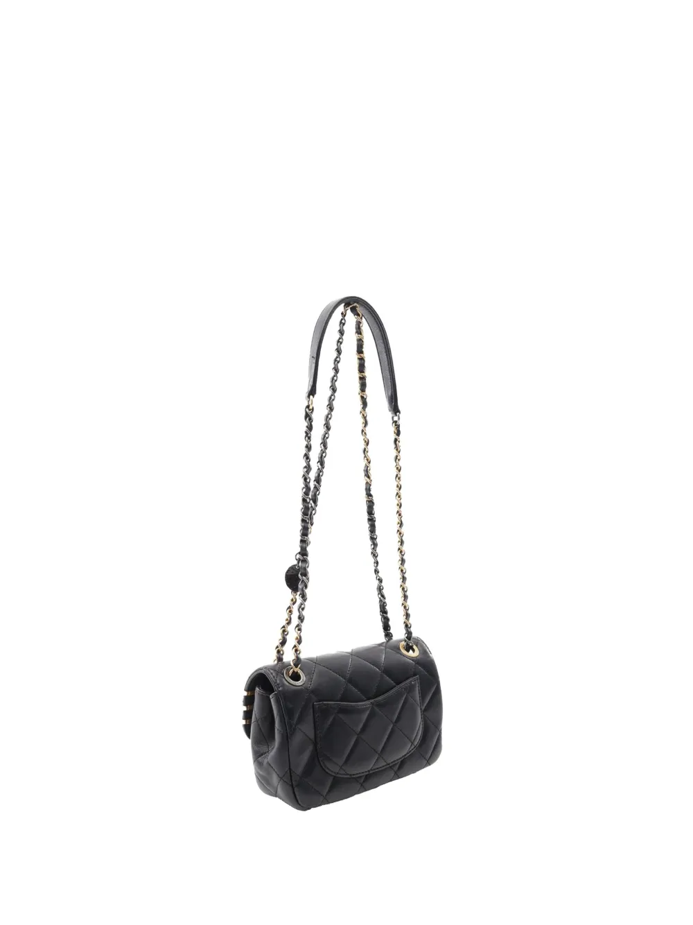 Pre-owned Chanel 2021-2025 Mini Quilted Lambskin Coco Clips Flap Shoulder Bag In Black