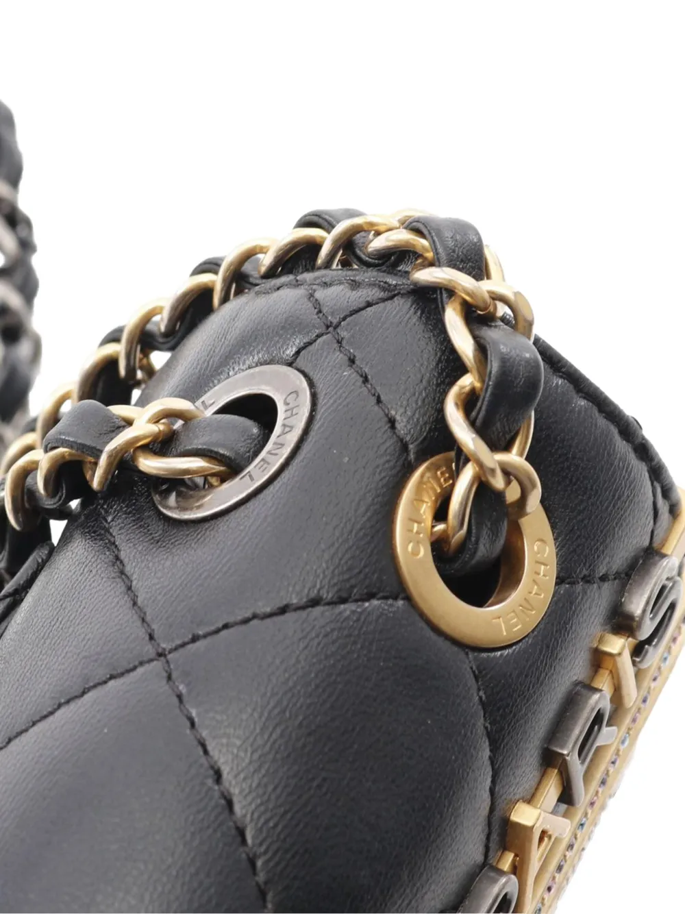 Pre-owned Chanel 2021-2025 Mini Quilted Lambskin Coco Clips Flap Shoulder Bag In Black