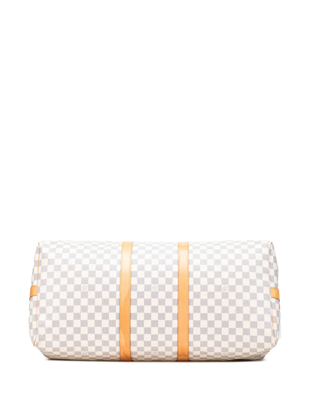 Pre-owned Louis Vuitton 2012 Damier Azur Keepall Bandouliere 55 Travel Bag In White