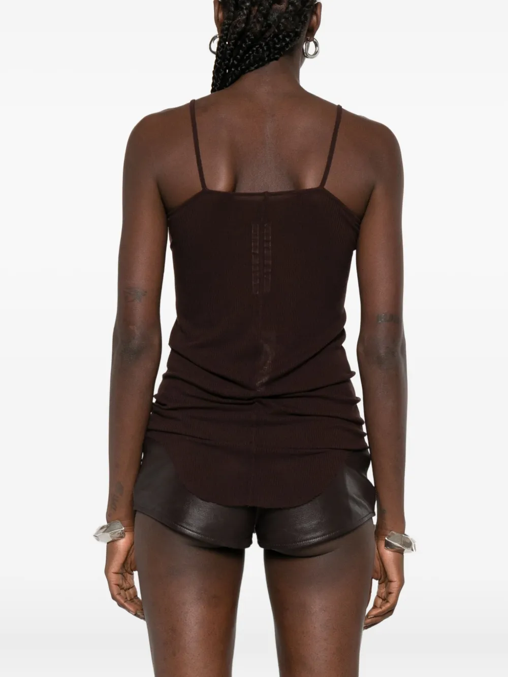 Rick Owens Skorpio ribgebreide top met spaghettibandjes Bruin