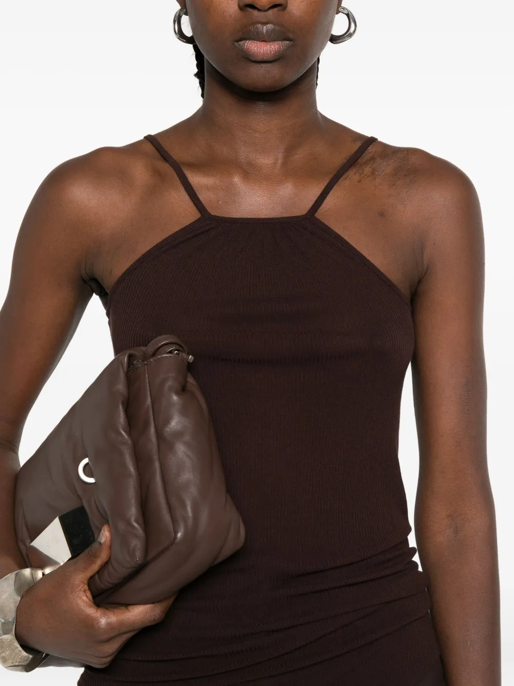 Rick Owens Skorpio ribgebreide top met spaghettibandjes Bruin
