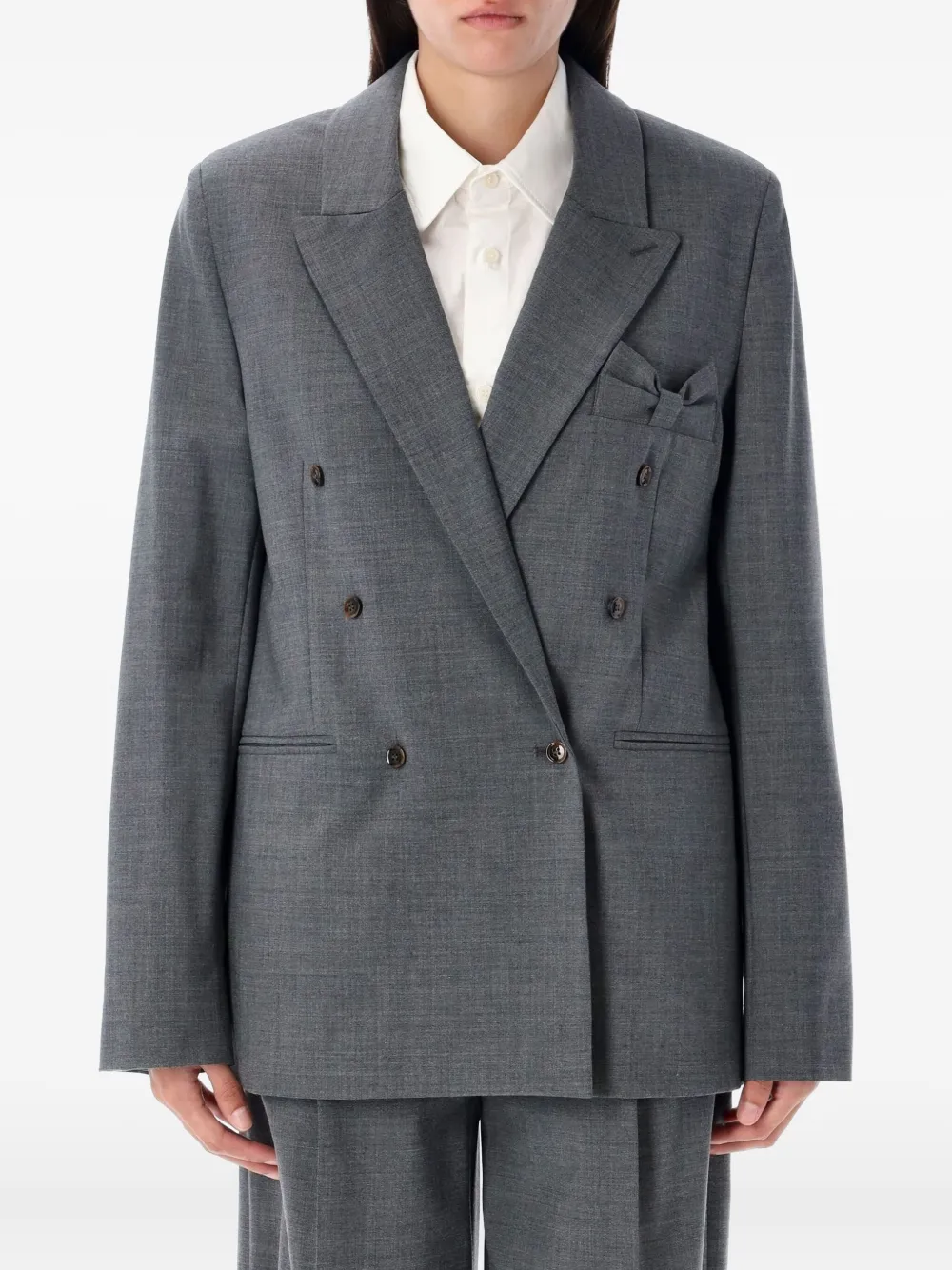 double-breasted bow-detail blazer