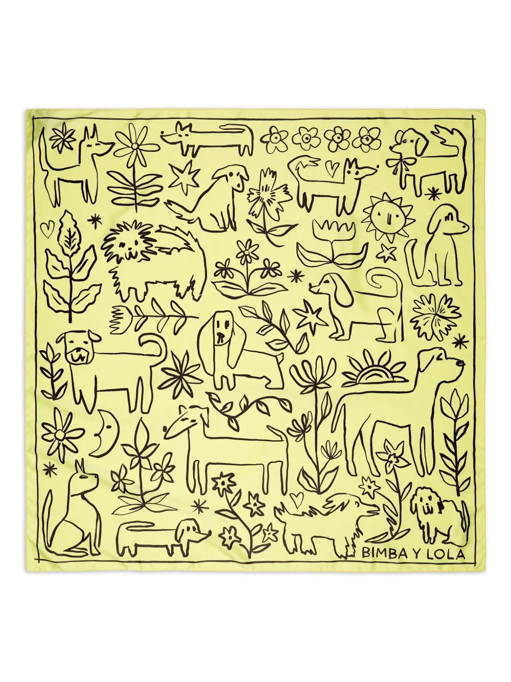 Bimba y Lola ドッグスケッチ スカーフ - イエロー Bimba y Lola ドッグスケッチ スカーフ - イエロー
