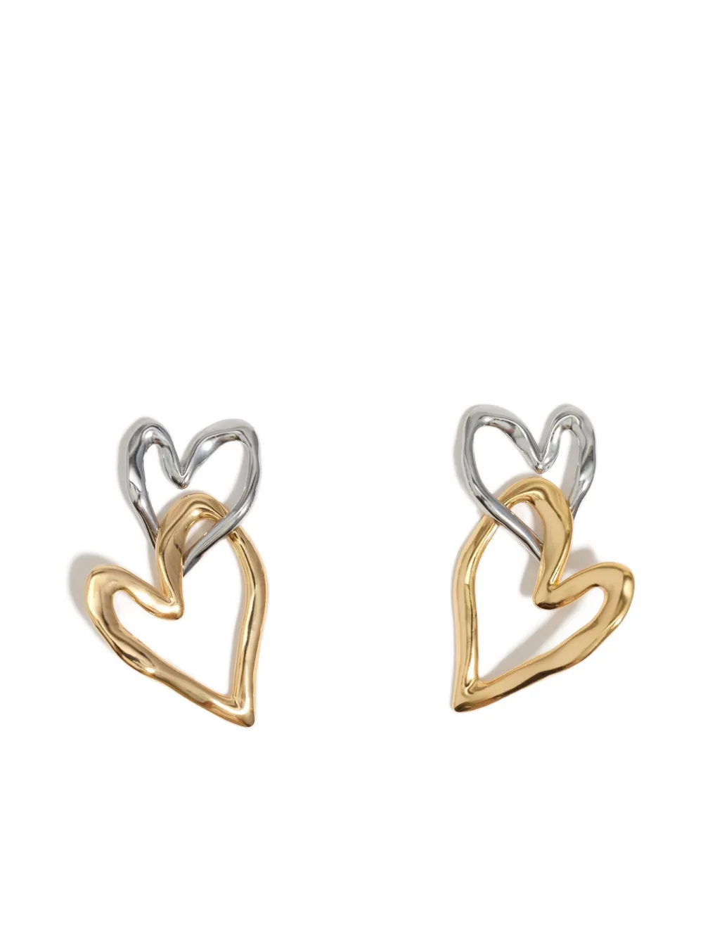 Bimba Y Lola Textured Double Heart Earrings In Gold
