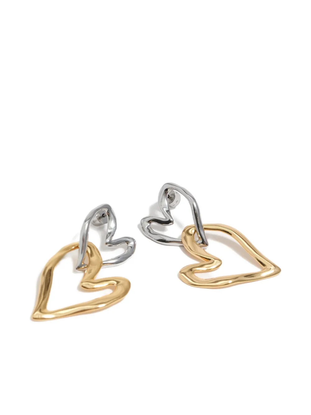 Bimba Y Lola Textured Double Heart Earrings In Gold
