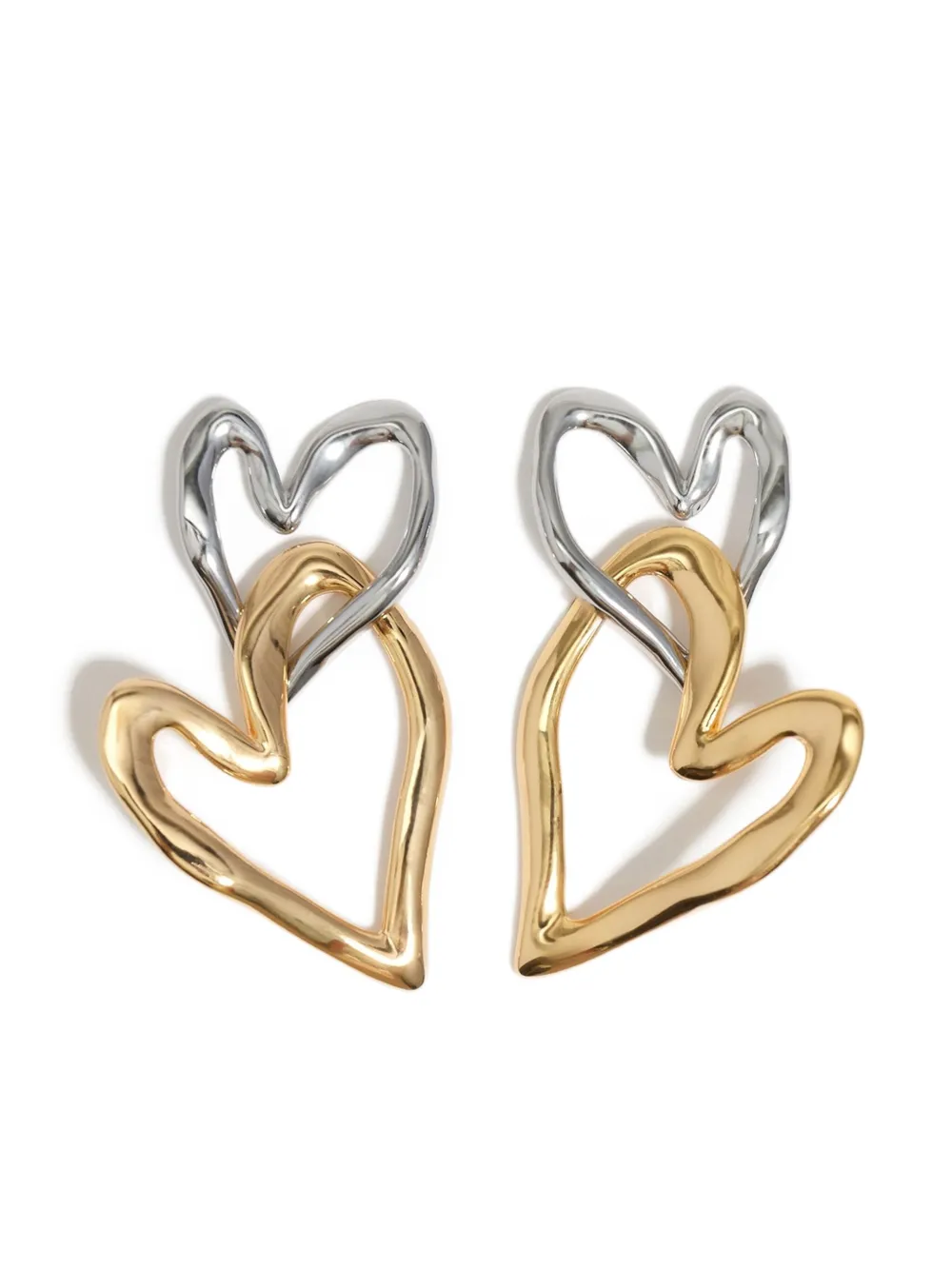 Bimba y Lola textured double heart earrings | Gold | Image 1