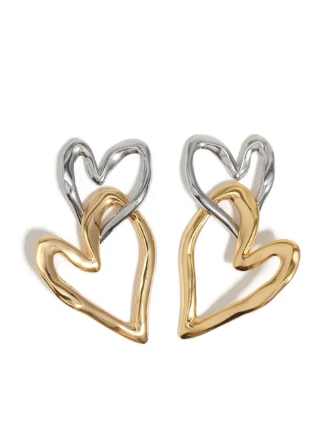 Bimba y Lola aretes texturizados con doble corazón