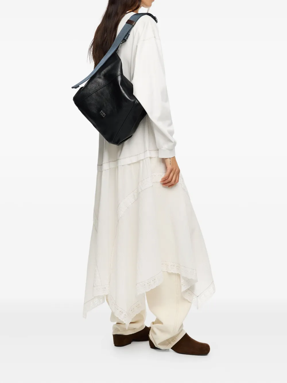 Bimba Y Lola Medium Paper Leather Tote Bag In Black