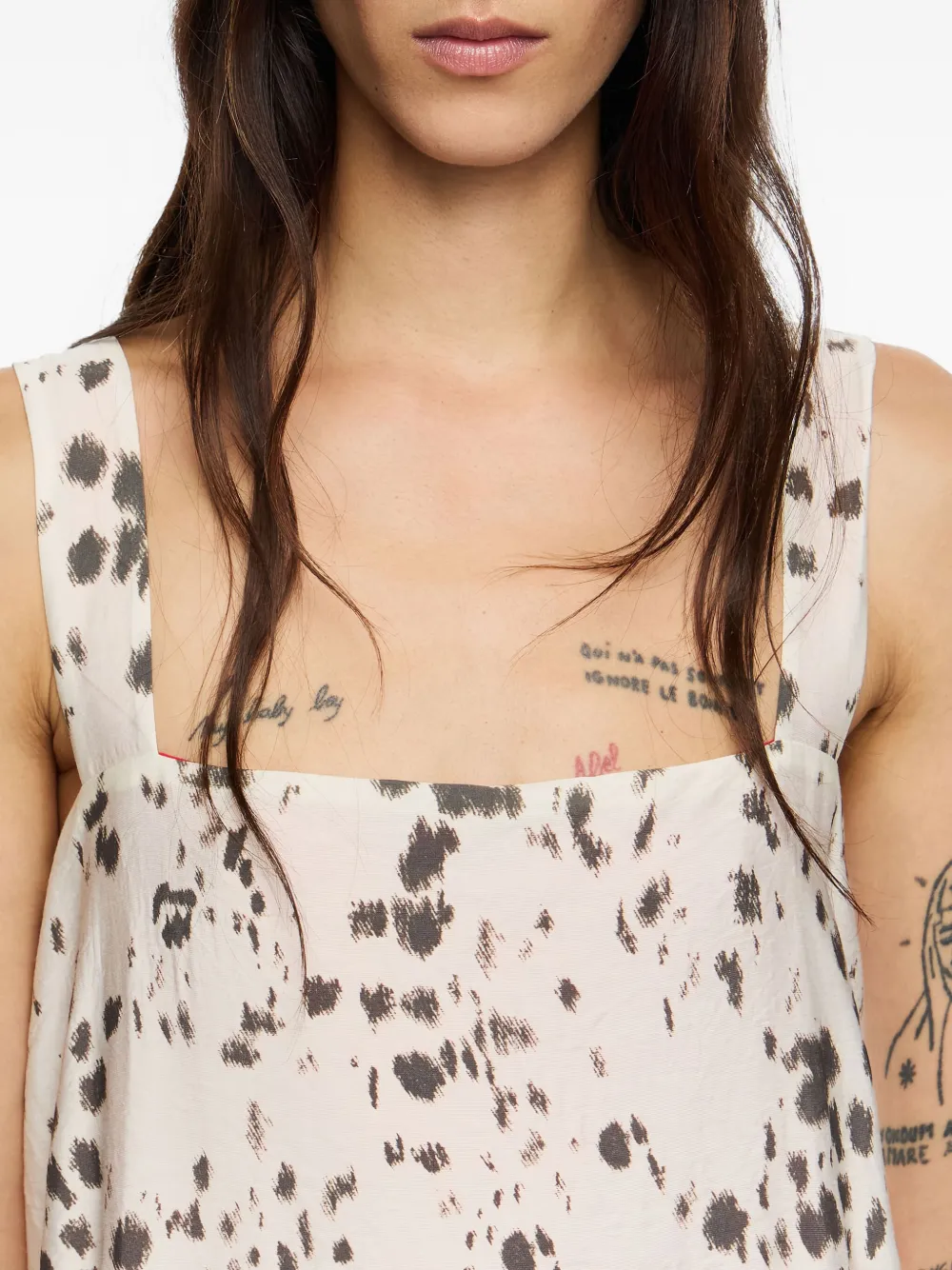 Bimba Y Lola Lynx Contrast Hem Dress In Neutral