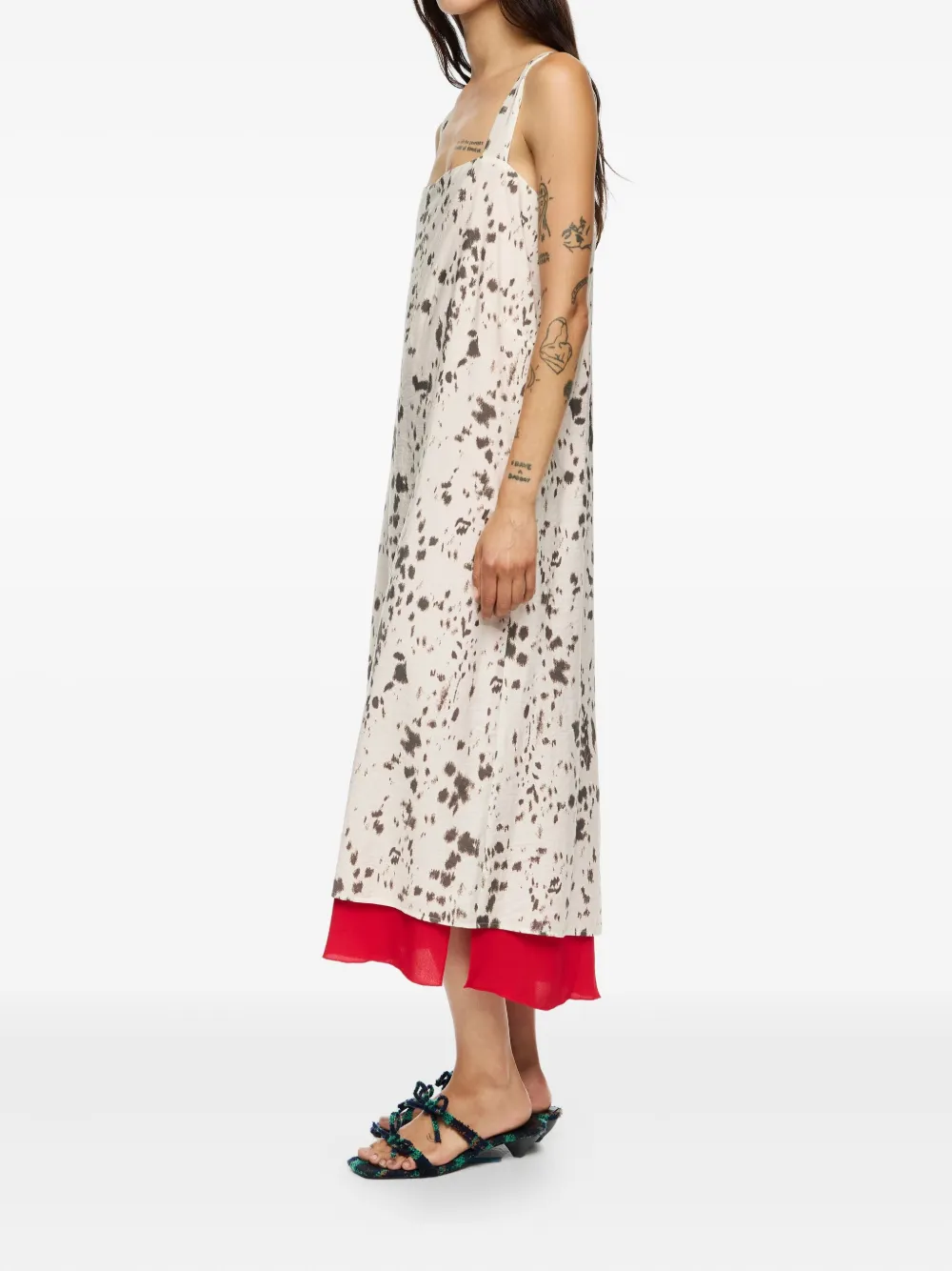 Bimba Y Lola Lynx Contrast Hem Dress In Neutral