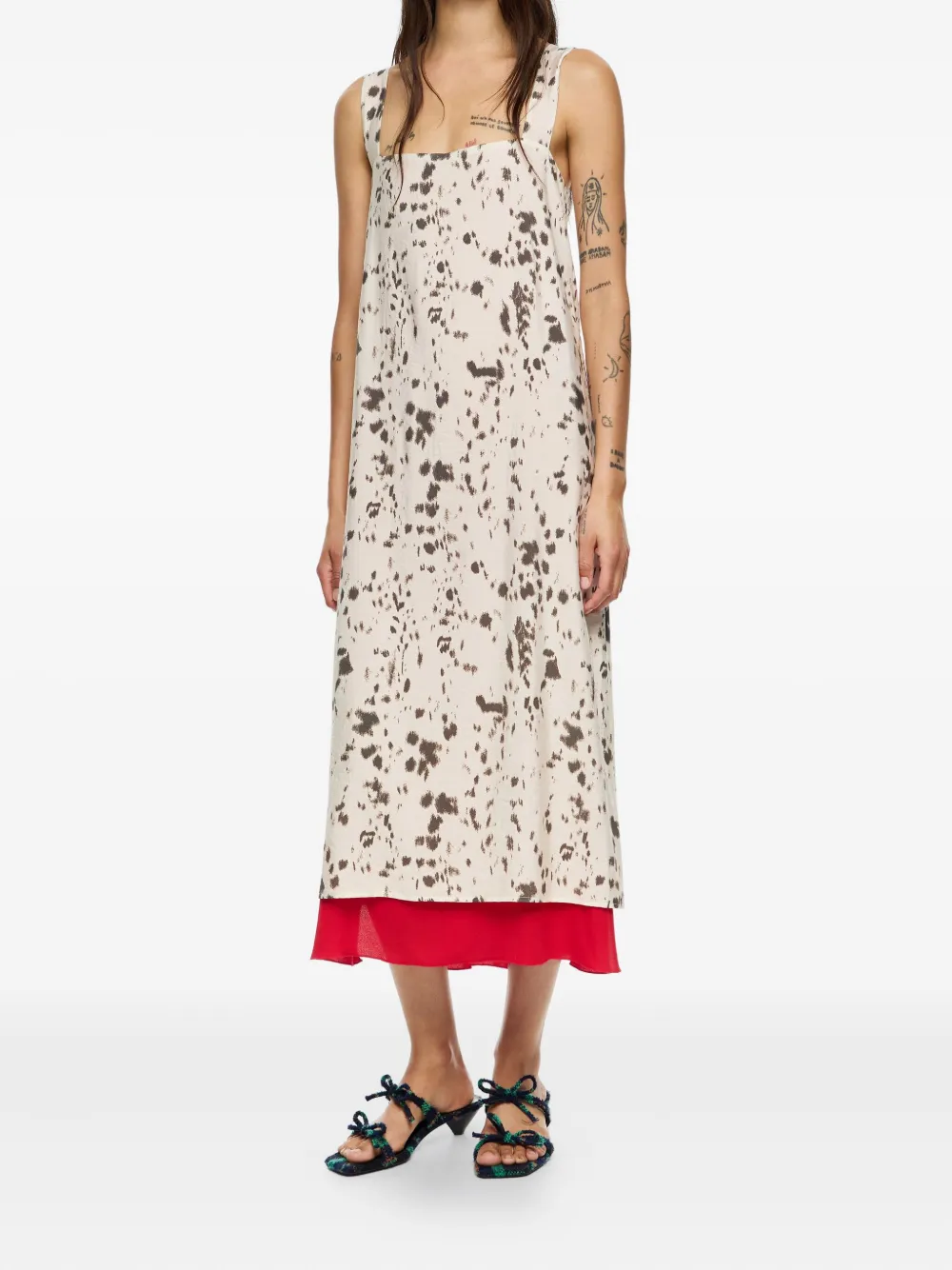 Bimba y Lola lynx contrast hem dress - Beige