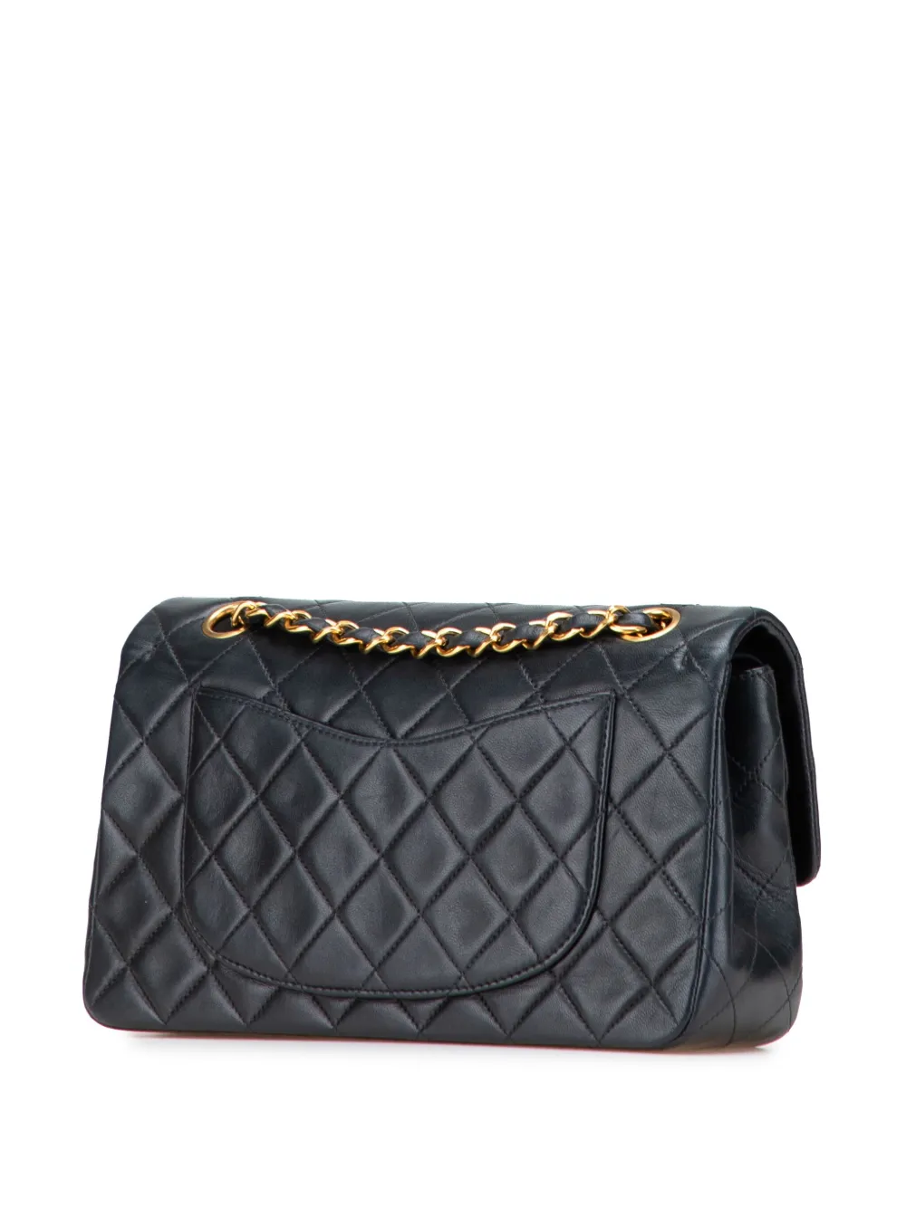 Pre-owned Chanel 1996-1997 Small Classic Lambskin Double Flap Shoulder Bag In Black