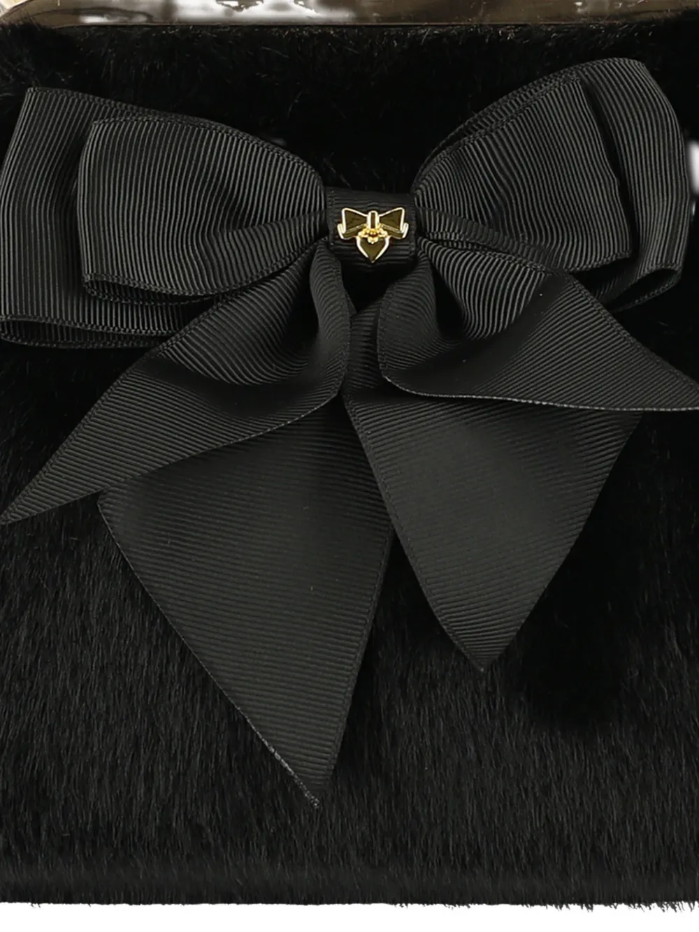 Angel's Face Bow-embellished Pearl-handle Tote Bag In Black