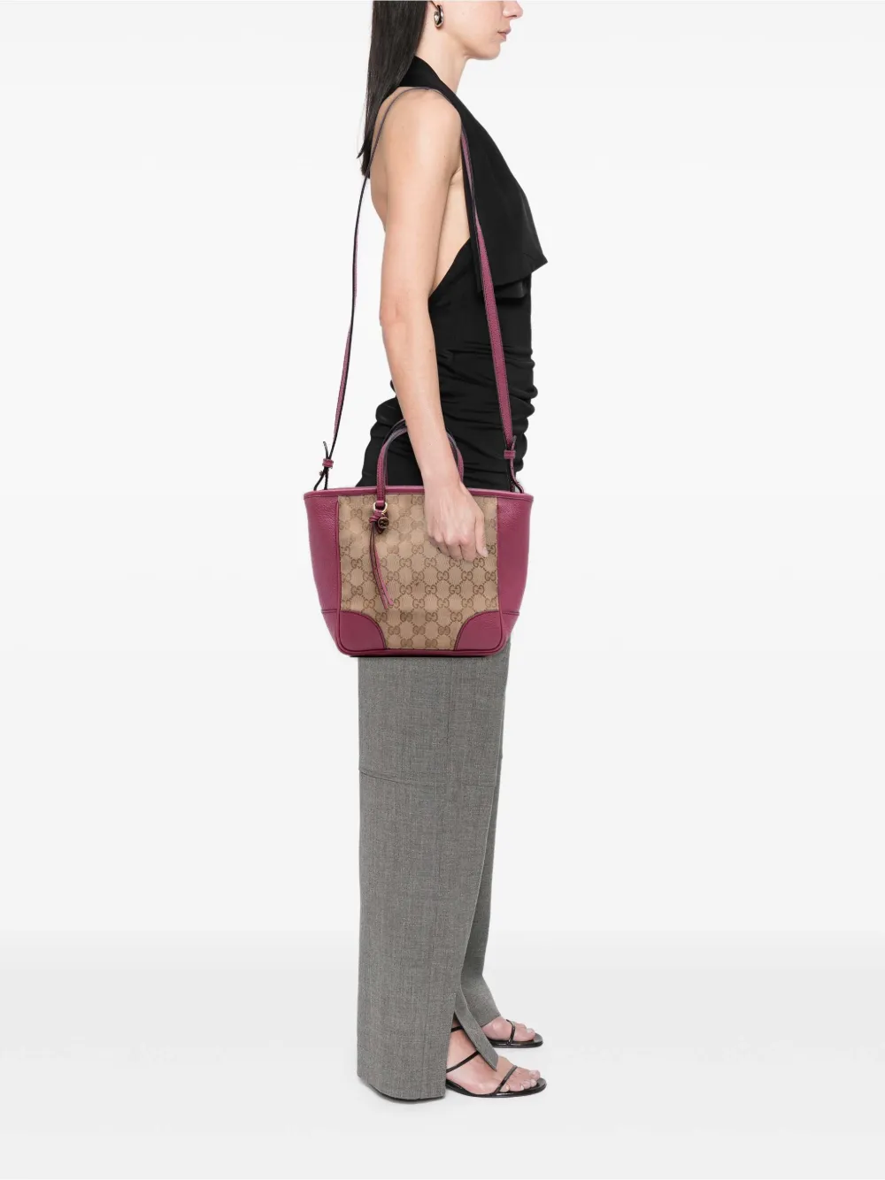 Pre-owned Gucci 2016-2025 Small Gg Canvas Bree Satchel In Brown