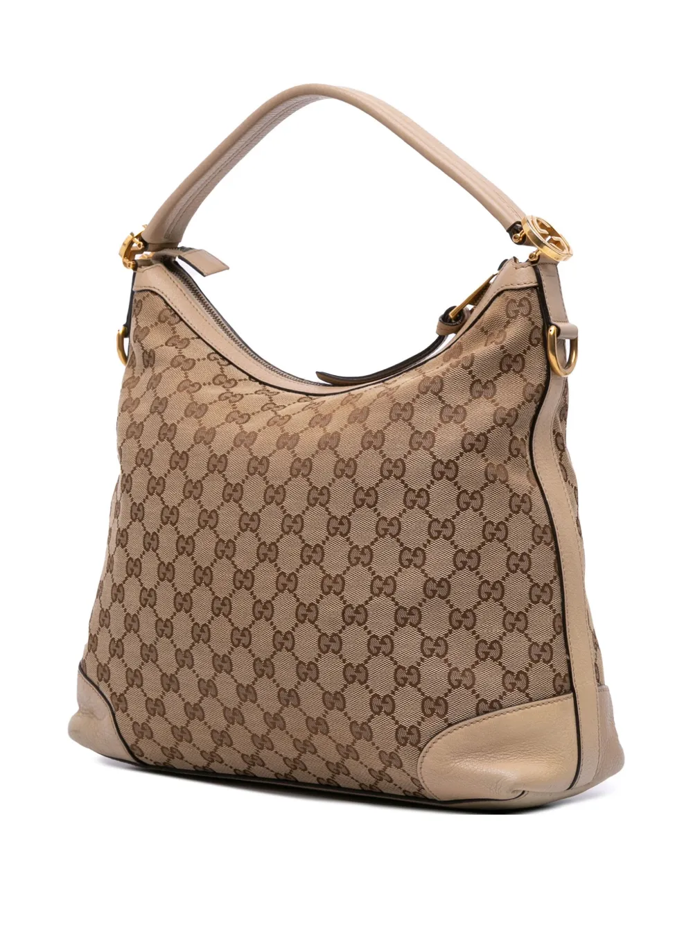 Pre-owned Gucci 2016-2025 Small Miss Gg Canvas Hobo Satchel In Brown