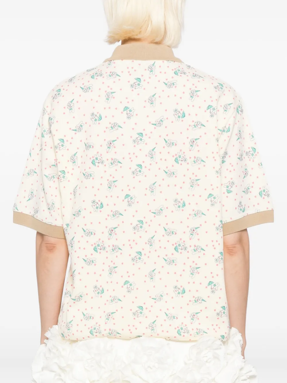 Ashley Williams Poloshirt met konijnenprint Beige